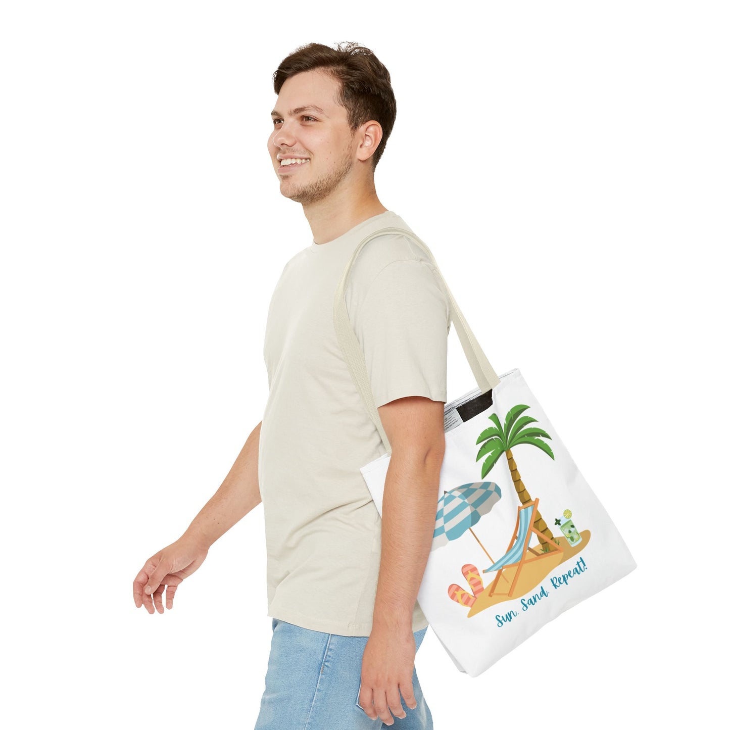 Sun Sand Repeat Tote Bag - Beach Vibes for Summer Adventures