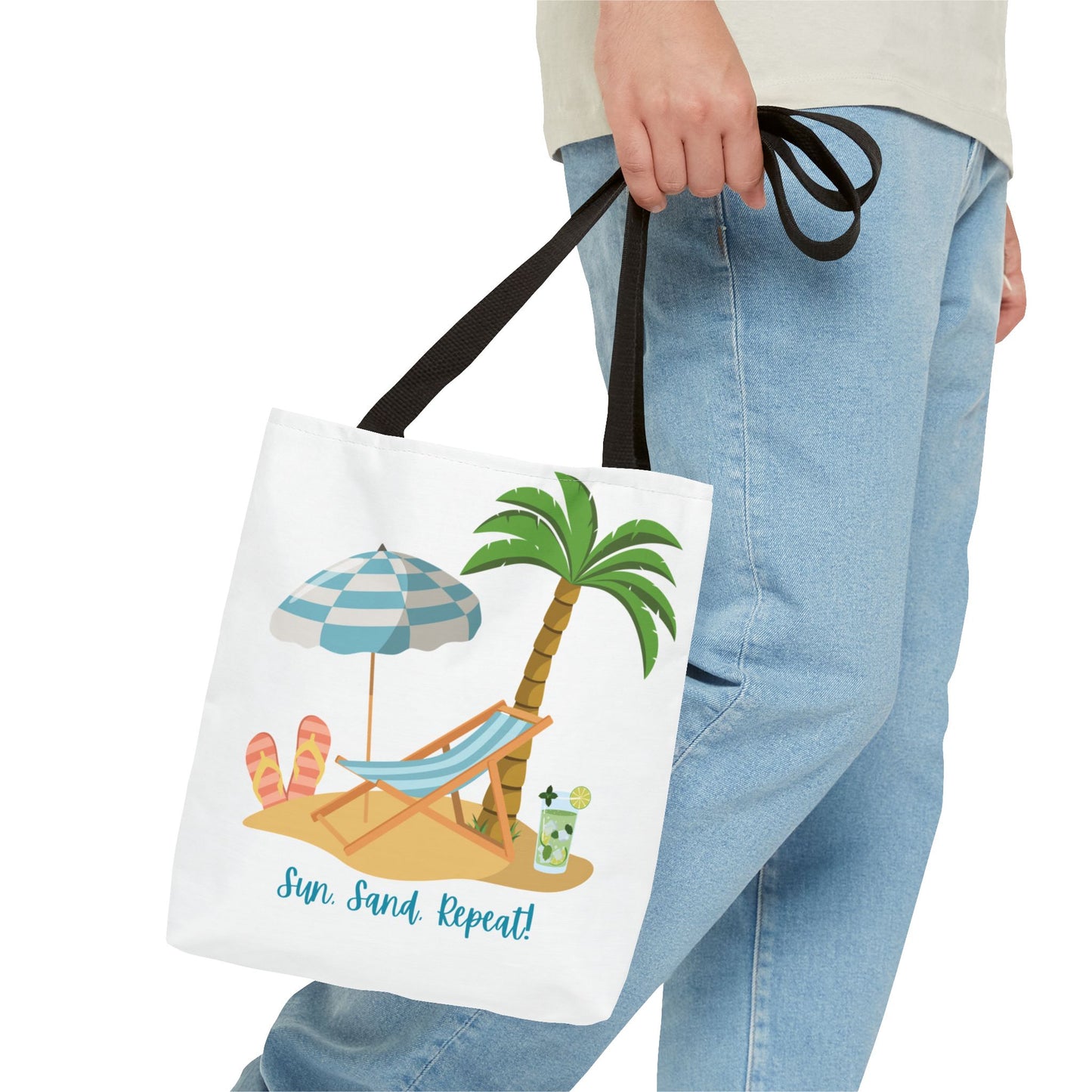 Sun Sand Repeat Tote Bag - Beach Vibes for Summer Adventures