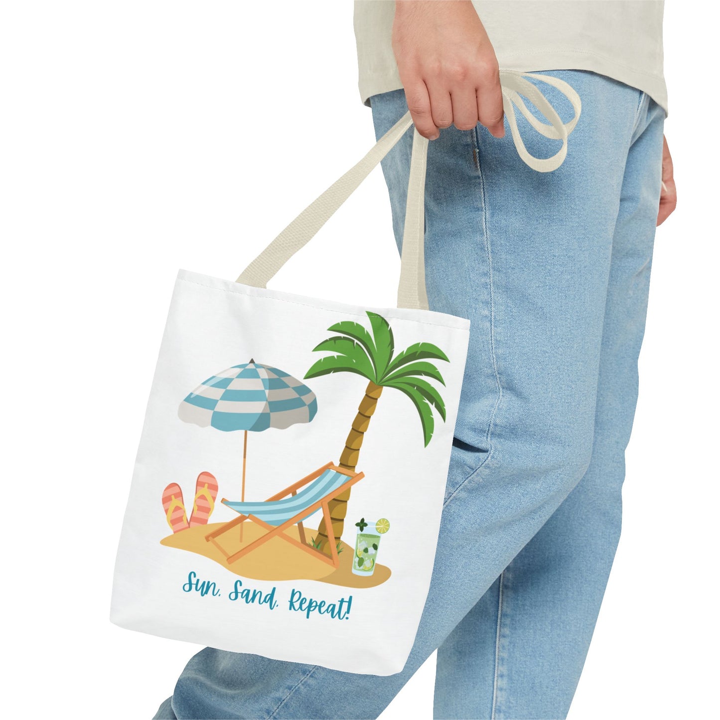 Sun Sand Repeat Tote Bag - Beach Vibes for Summer Adventures