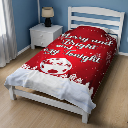 Merry and Bright Cozy Christmas Velveteen Plush Blanket