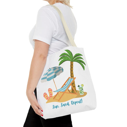 Sun Sand Repeat Tote Bag - Beach Vibes for Summer Adventures