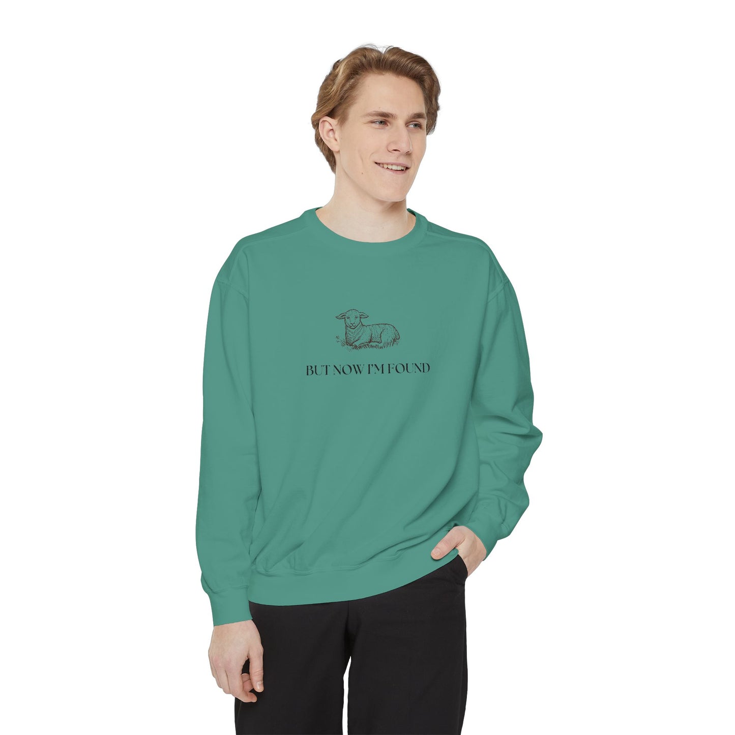 But Now I'm Found Unisex Garment-Dyed Sweatshirt - Cozy for Casual Days & Gift Giving