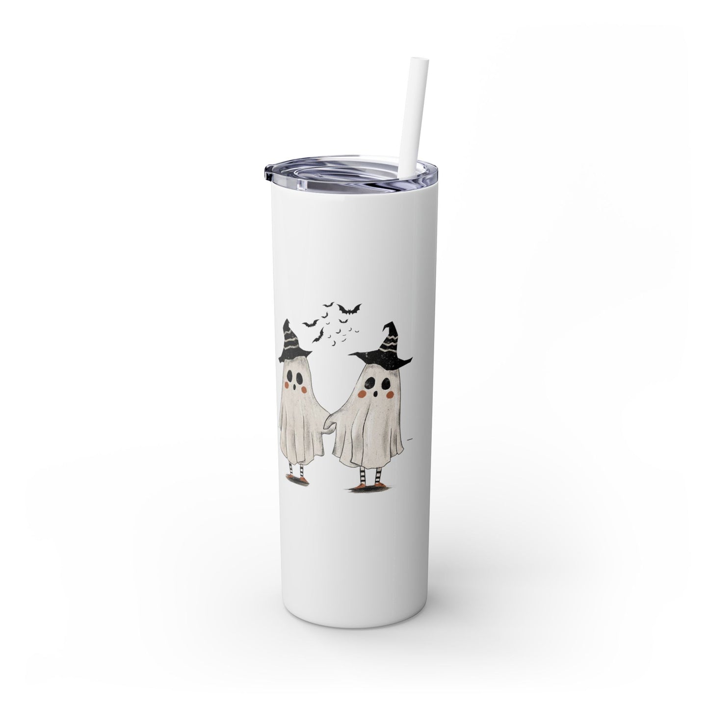 Ghost Besties Skinny Tumbler with Straw, 20oz