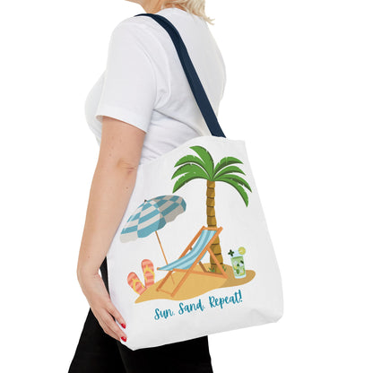 Sun Sand Repeat Tote Bag - Beach Vibes for Summer Adventures