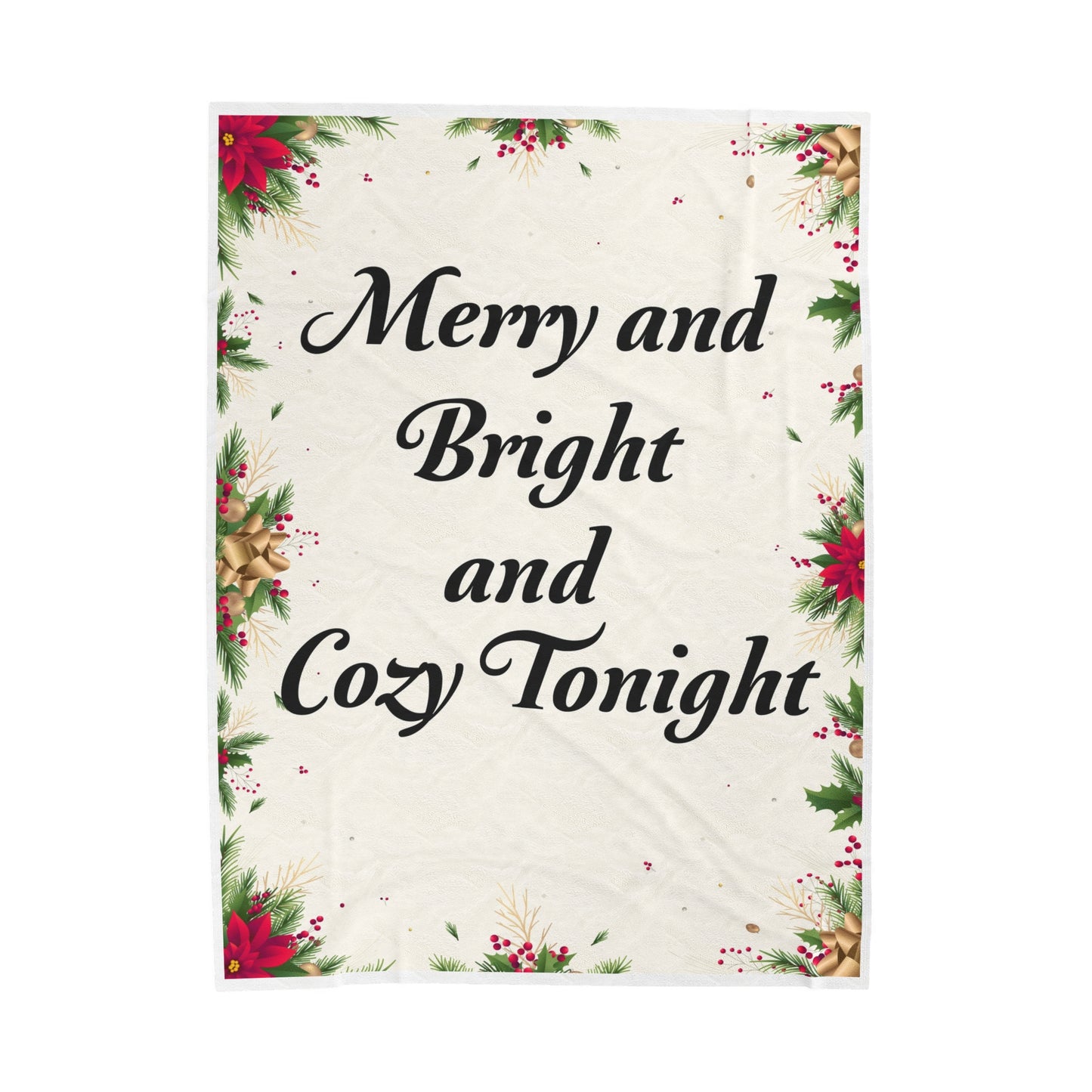 Merry and Bright Cream Holiday Plush Blanket