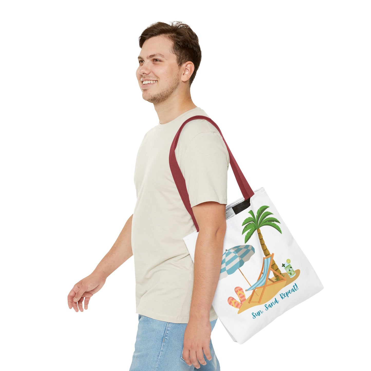 Sun Sand Repeat Tote Bag - Beach Vibes for Summer Adventures