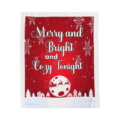 Merry and Bright Cozy Christmas Velveteen Plush Blanket