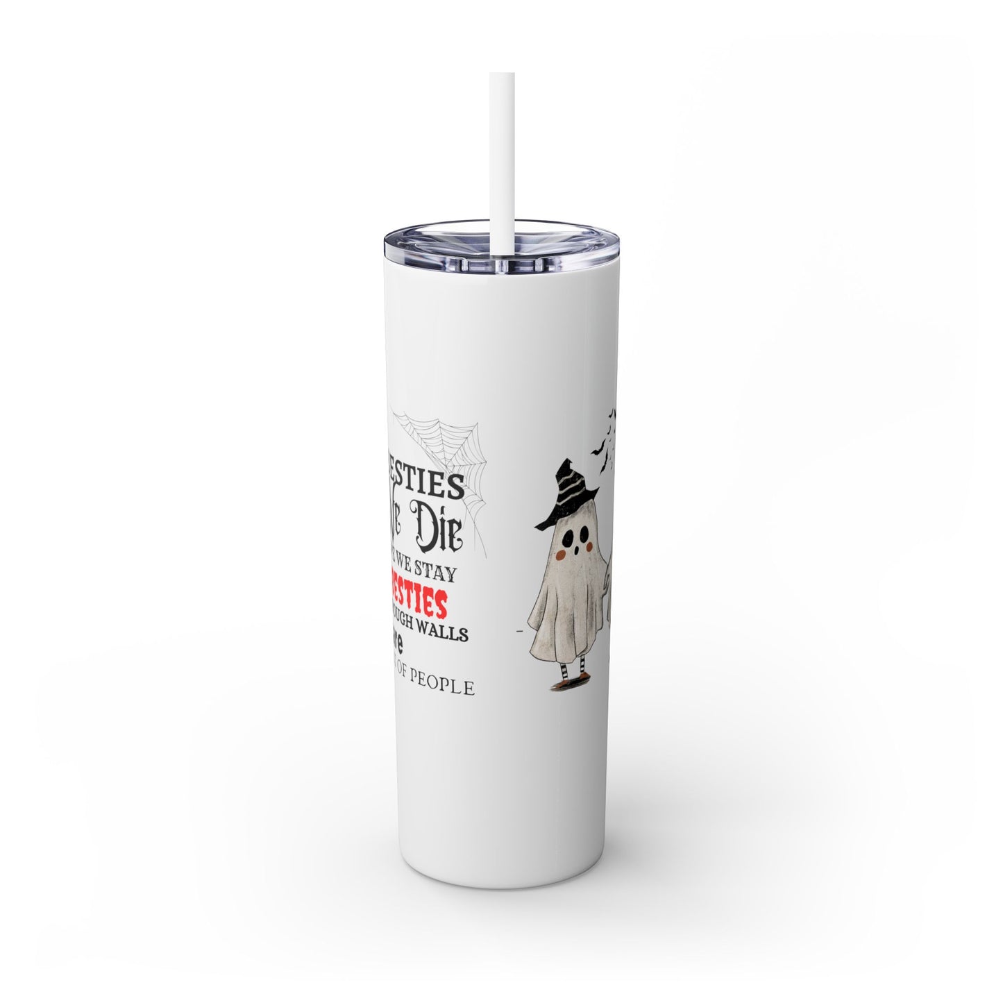 Ghost Besties Skinny Tumbler with Straw, 20oz