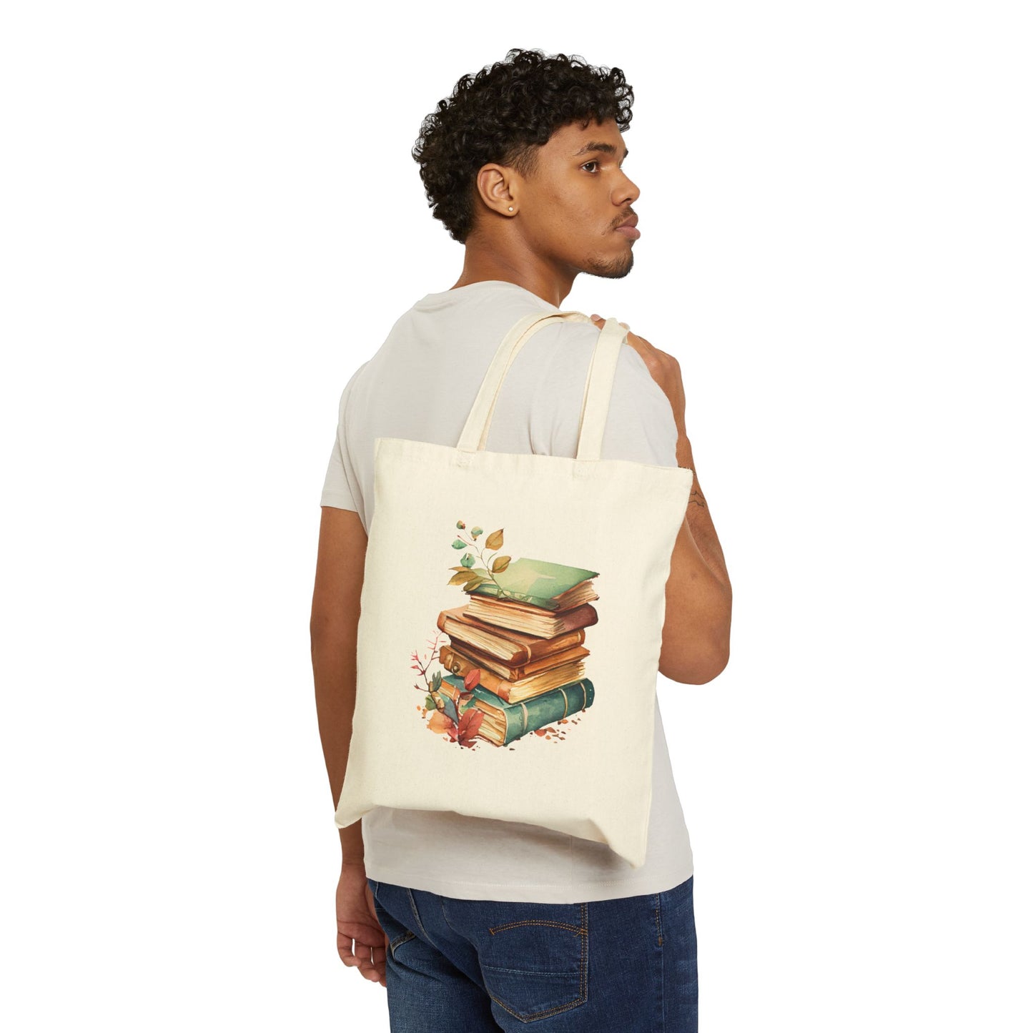 Vintage Booklover Cotton Canvas Tote Bag - Perfect for Bookworms & Students