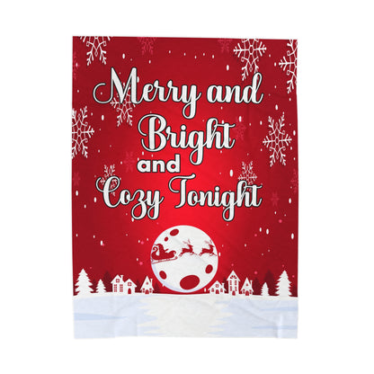 Merry and Bright Cozy Christmas Velveteen Plush Blanket