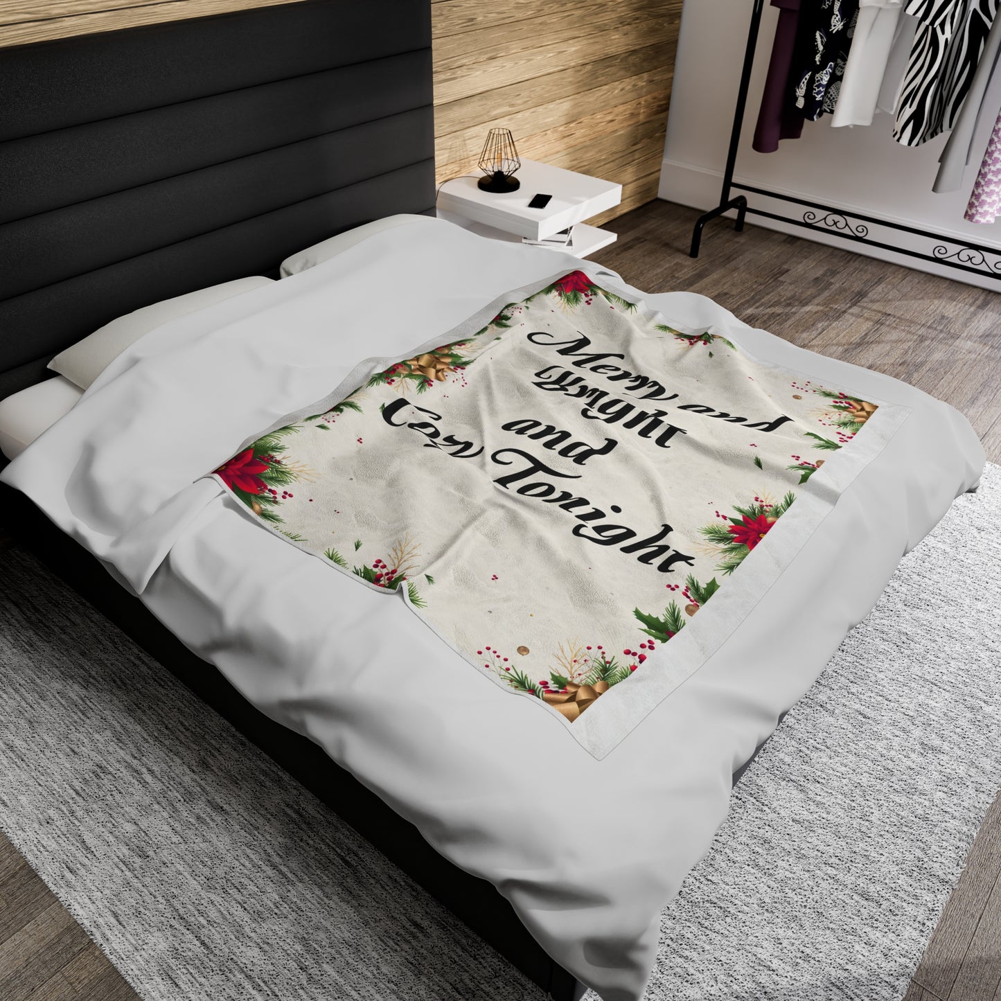 Merry and Bright Cream Holiday Plush Blanket