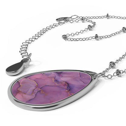 Elegant Purple Oval Necklace - Modern Teardrop Pendant Jewelry