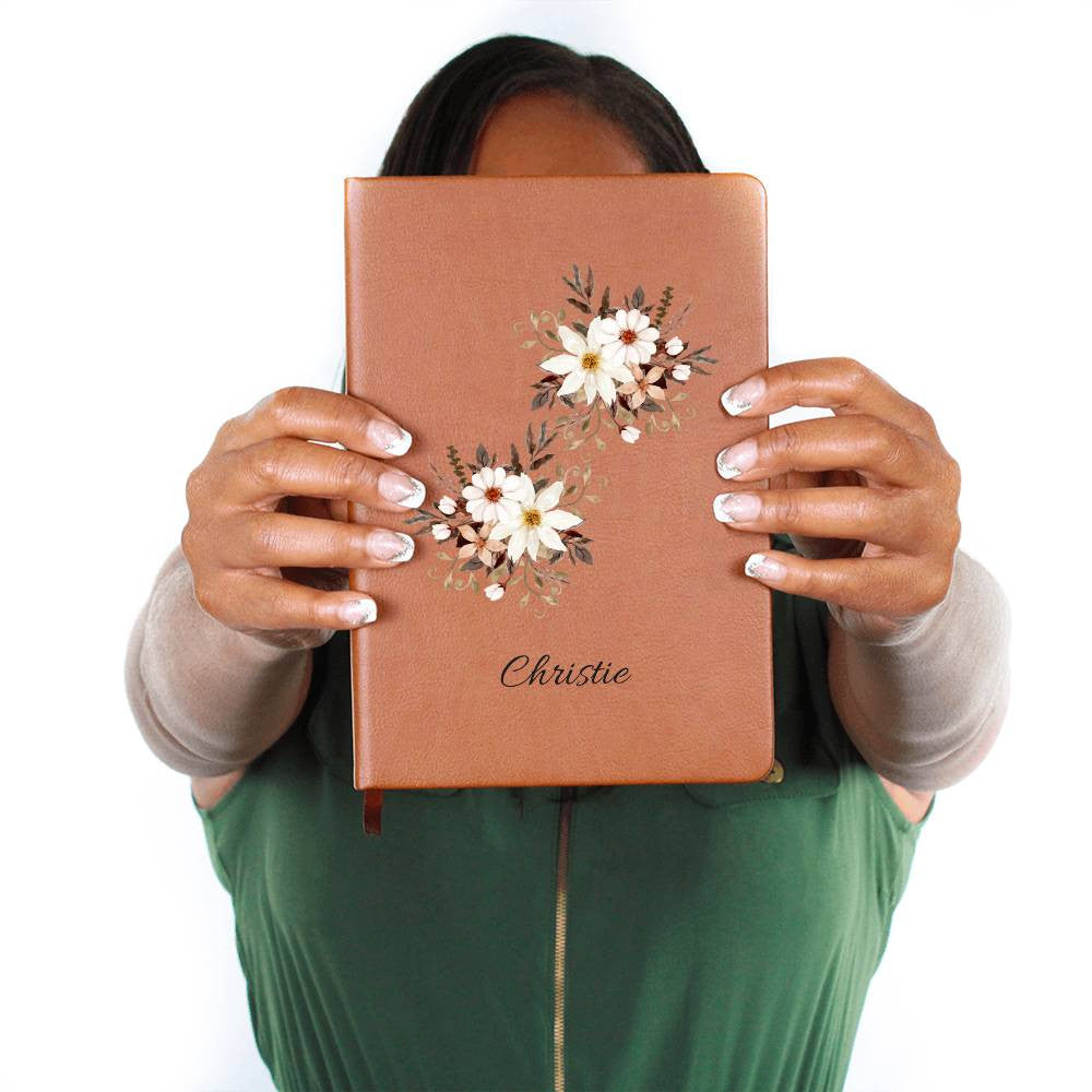 Personalized Vintage Flower Graphic Journal | Vegan Leather