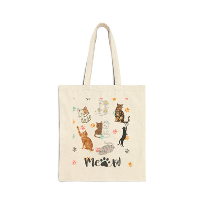 Cute Cat-Themed Cotton Canvas Tote Bag - Perfect for Pet Lovers