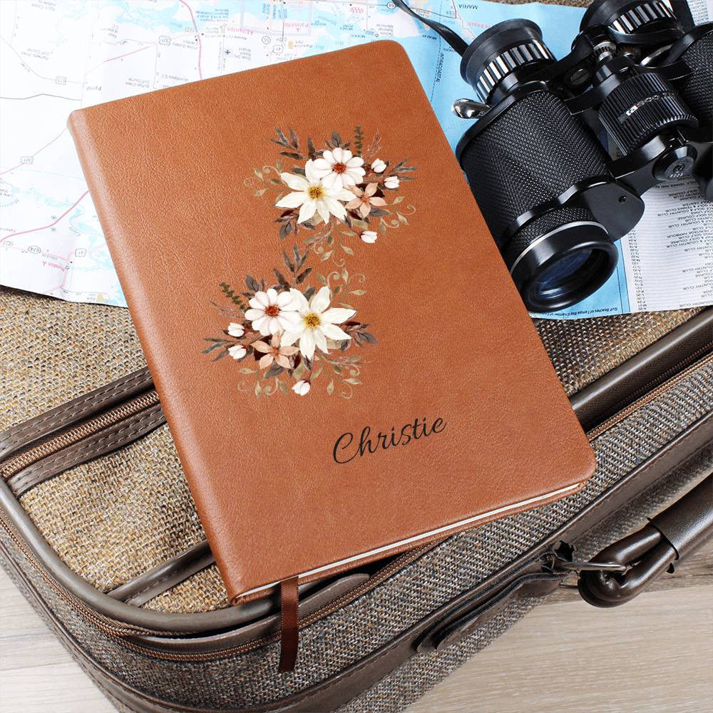 Personalized Vintage Flower Graphic Journal | Vegan Leather