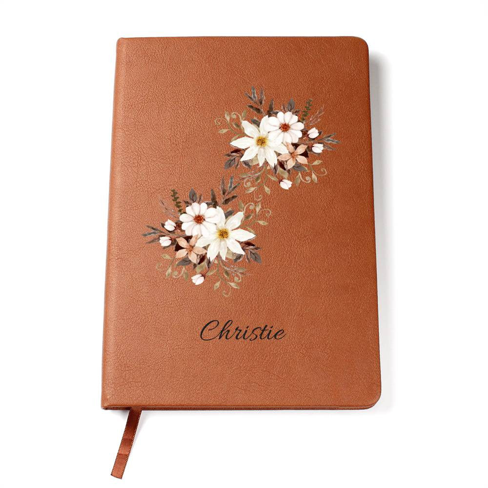 Personalized Vintage Flower Graphic Journal | Vegan Leather