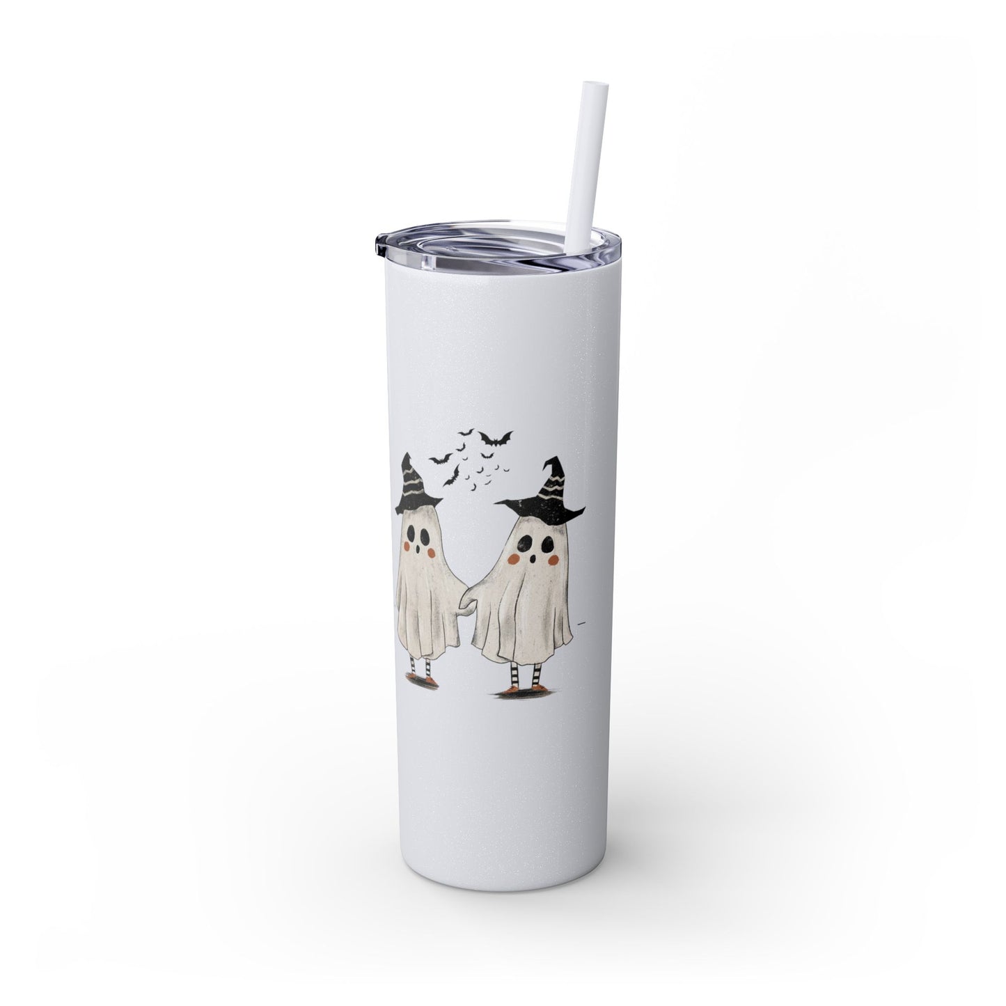 Ghost Besties Skinny Tumbler with Straw, 20oz