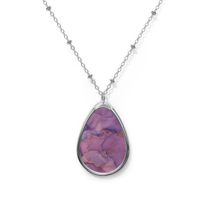 Elegant Purple Oval Necklace - Modern Teardrop Pendant Jewelry