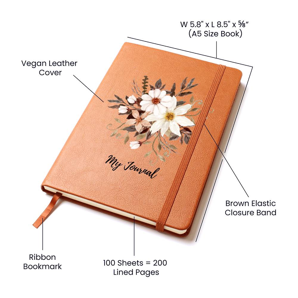 Vintage Flower Bouquet Vegan Leather Journal