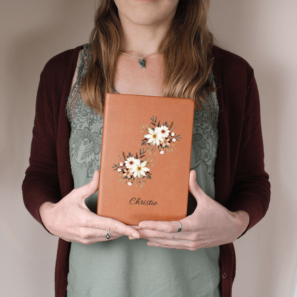 Personalized Vintage Flower Graphic Journal | Vegan Leather